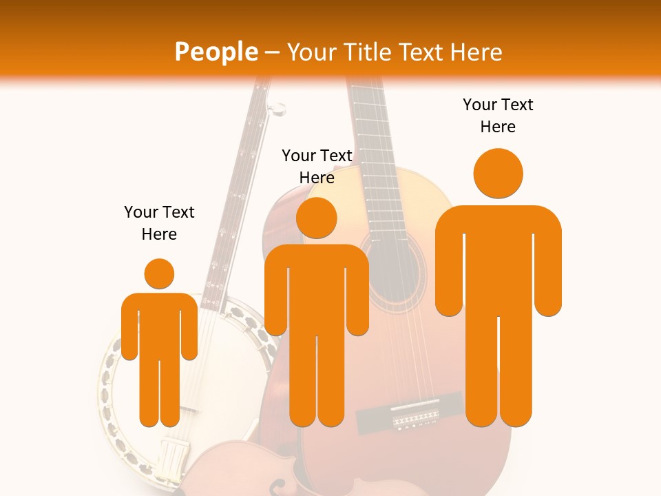 A Guitar And A Mandolin On A White And Orange Background PowerPoint Template