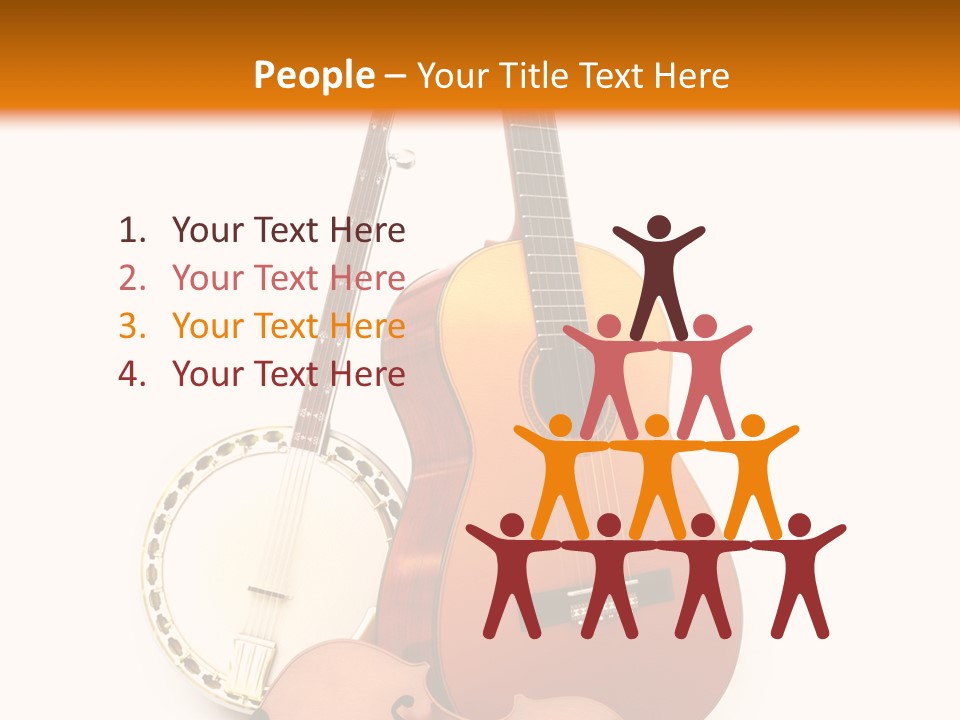 A Guitar And A Mandolin On A White And Orange Background PowerPoint Template
