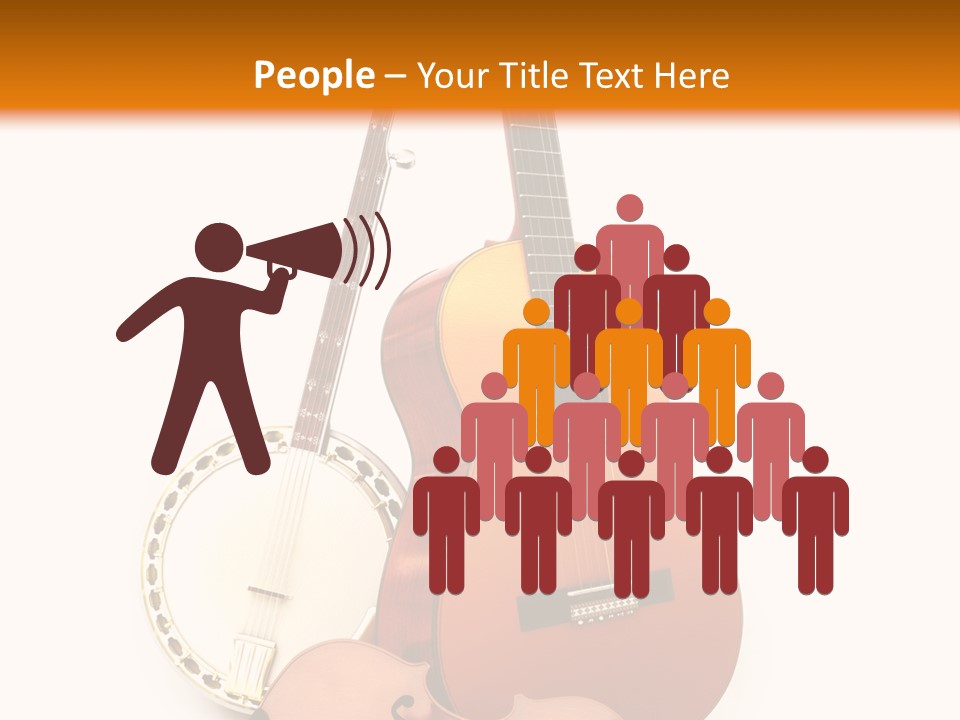 A Guitar And A Mandolin On A White And Orange Background PowerPoint Template