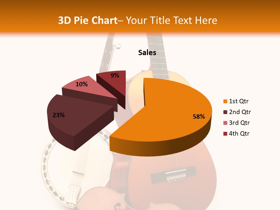 A Guitar And A Mandolin On A White And Orange Background PowerPoint Template
