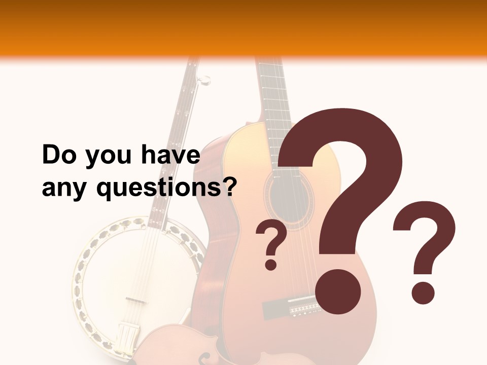 A Guitar And A Mandolin On A White And Orange Background PowerPoint Template