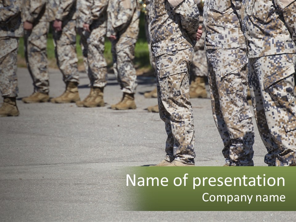 A Group Of Military Men Standing In Formation PowerPoint Template