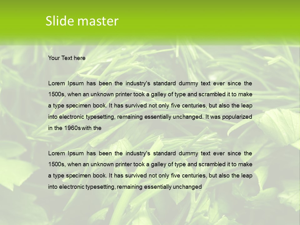 A Pile Of Green Leaves With The Words Name Of Presentation PowerPoint Template