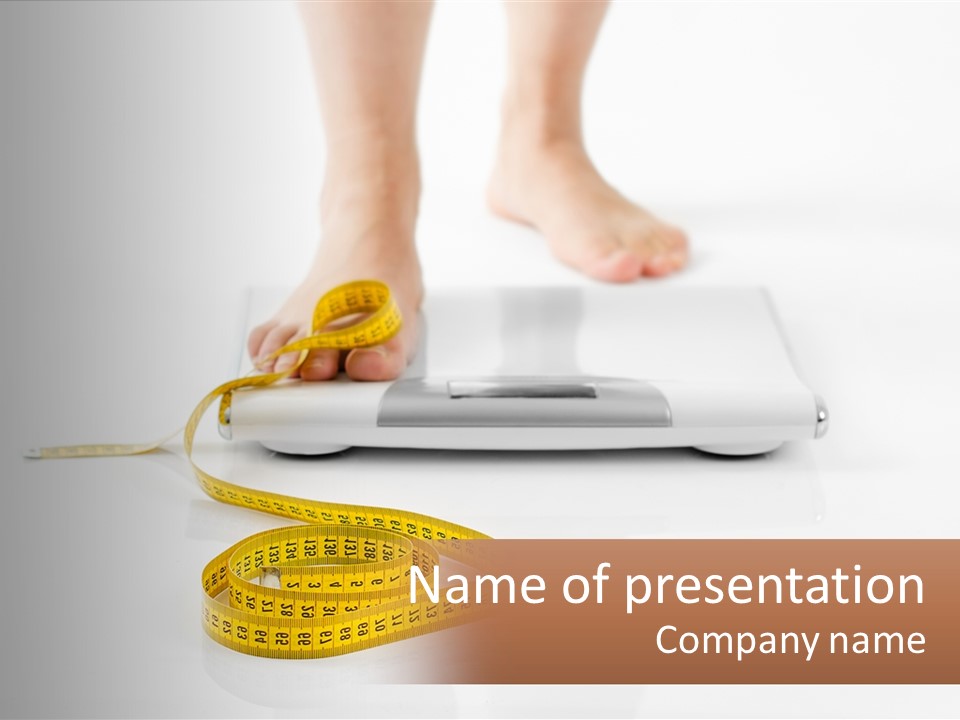 A Person Standing On A Scale With A Measuring Tape PowerPoint Template