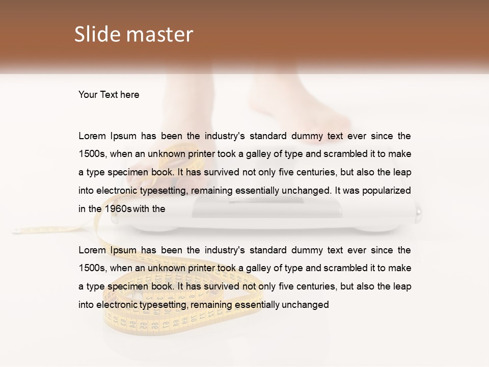 A Person Standing On A Scale With A Measuring Tape PowerPoint Template