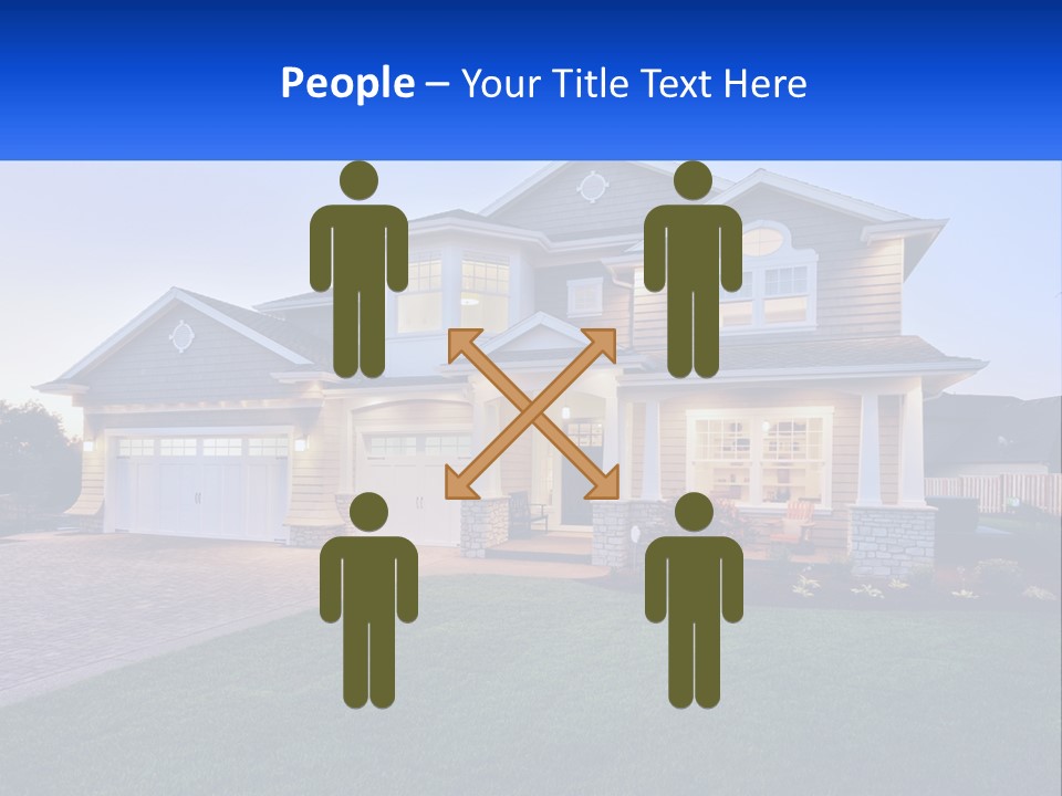 A Large House With A Lot Of Windows And A Lot Of Grass PowerPoint Template