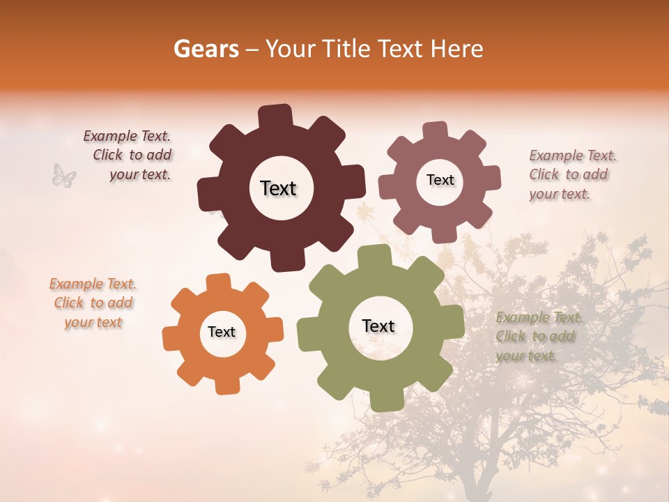 A Group Of Butterflies Flying Over A Tree PowerPoint Template