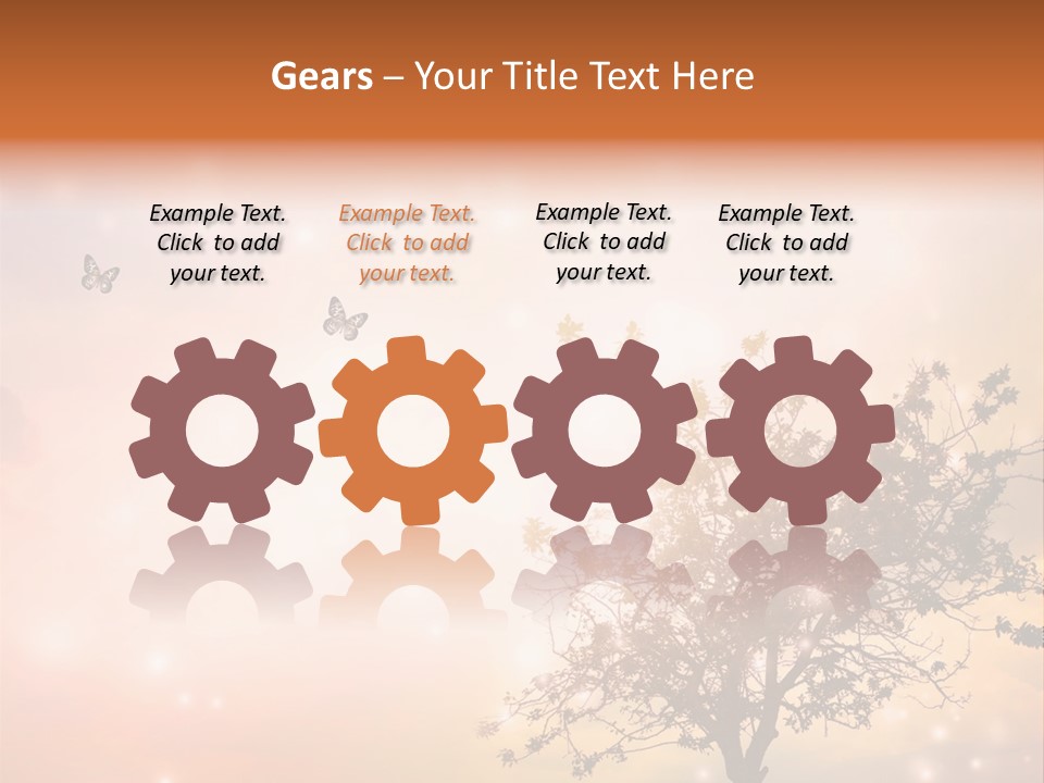 A Group Of Butterflies Flying Over A Tree PowerPoint Template