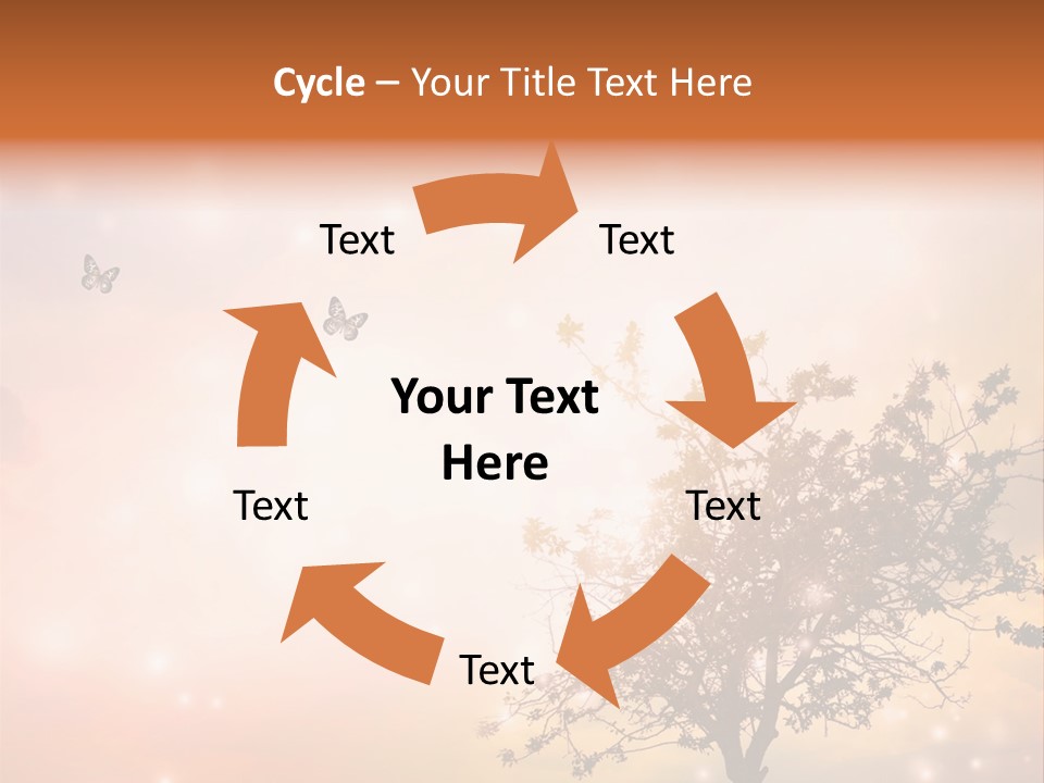 A Group Of Butterflies Flying Over A Tree PowerPoint Template