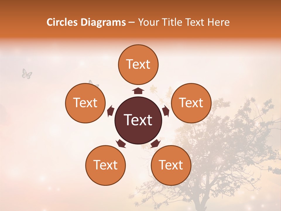 A Group Of Butterflies Flying Over A Tree PowerPoint Template