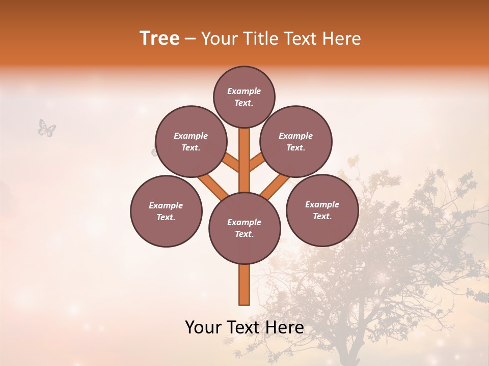 A Group Of Butterflies Flying Over A Tree PowerPoint Template