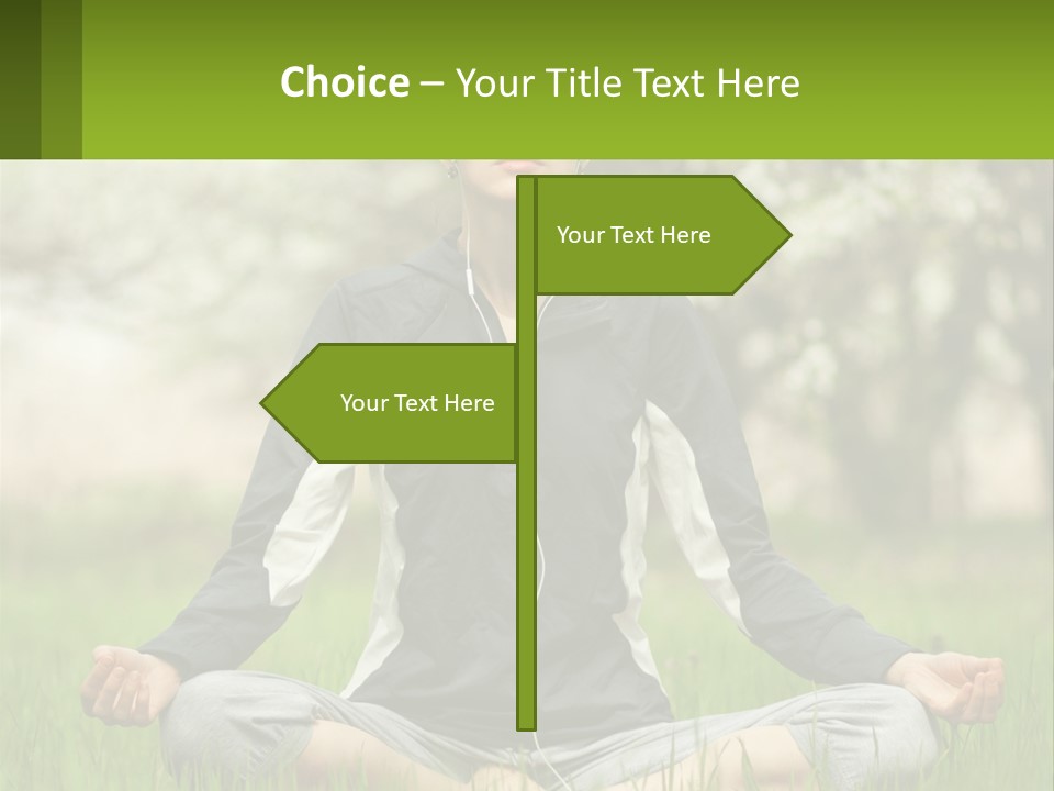 A Woman Sitting In A Yoga Position With Her Eyes Closed PowerPoint Template