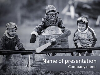 A Group Of Children Sitting On Top Of A Wooden Bench PowerPoint Template