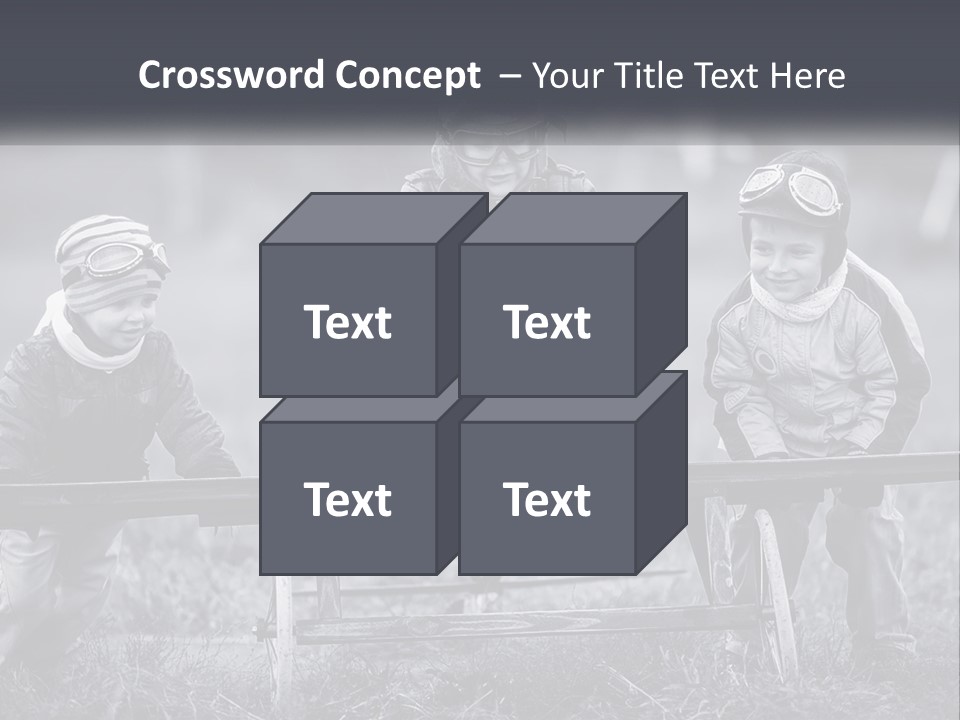 A Group Of Children Sitting On Top Of A Wooden Bench PowerPoint Template