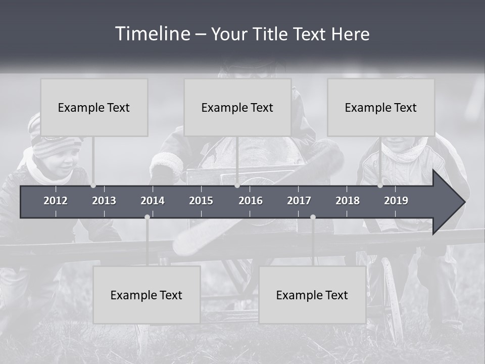 A Group Of Children Sitting On Top Of A Wooden Bench PowerPoint Template