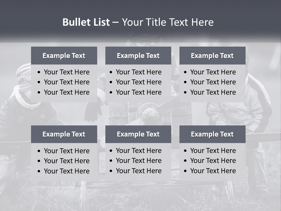 A Group Of Children Sitting On Top Of A Wooden Bench PowerPoint Template