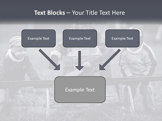 A Group Of Children Sitting On Top Of A Wooden Bench PowerPoint Template