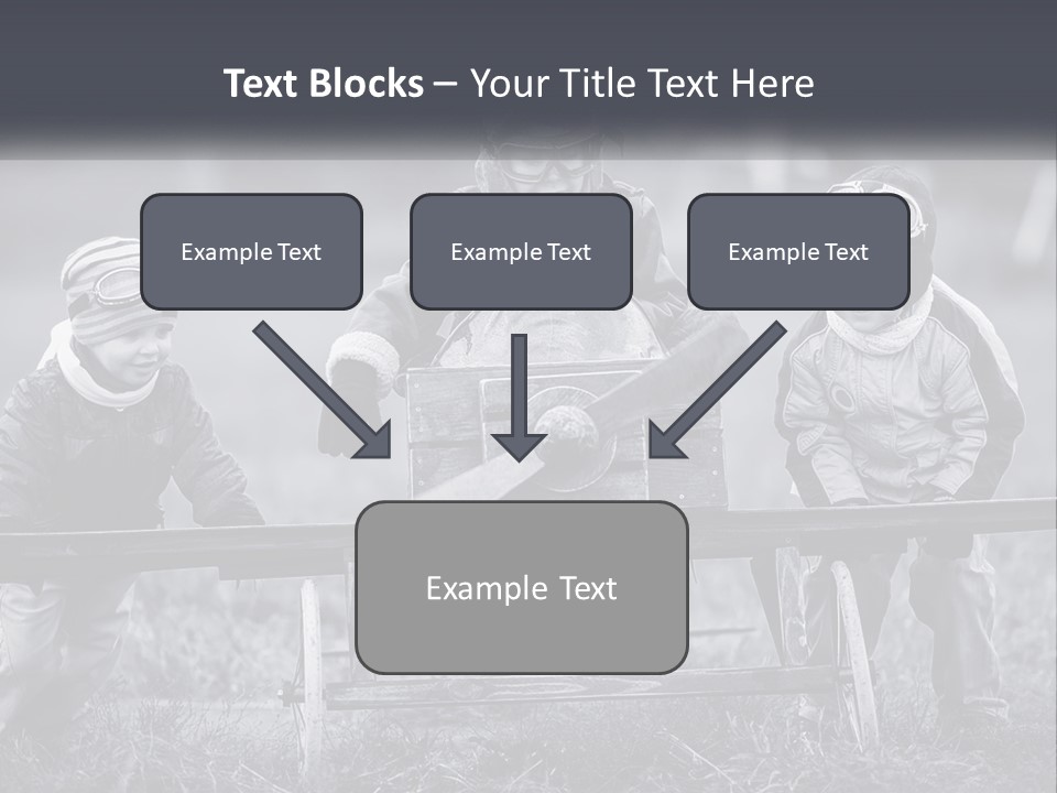 A Group Of Children Sitting On Top Of A Wooden Bench PowerPoint Template