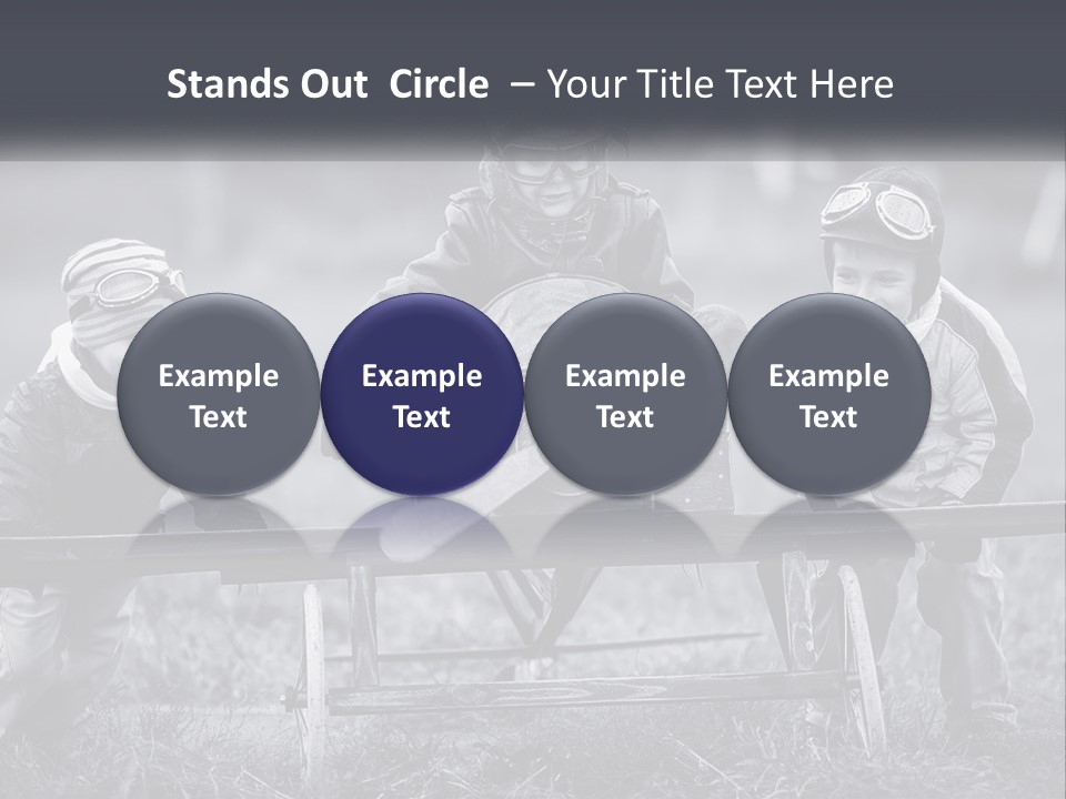 A Group Of Children Sitting On Top Of A Wooden Bench PowerPoint Template