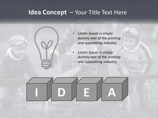 A Group Of Children Sitting On Top Of A Wooden Bench PowerPoint Template