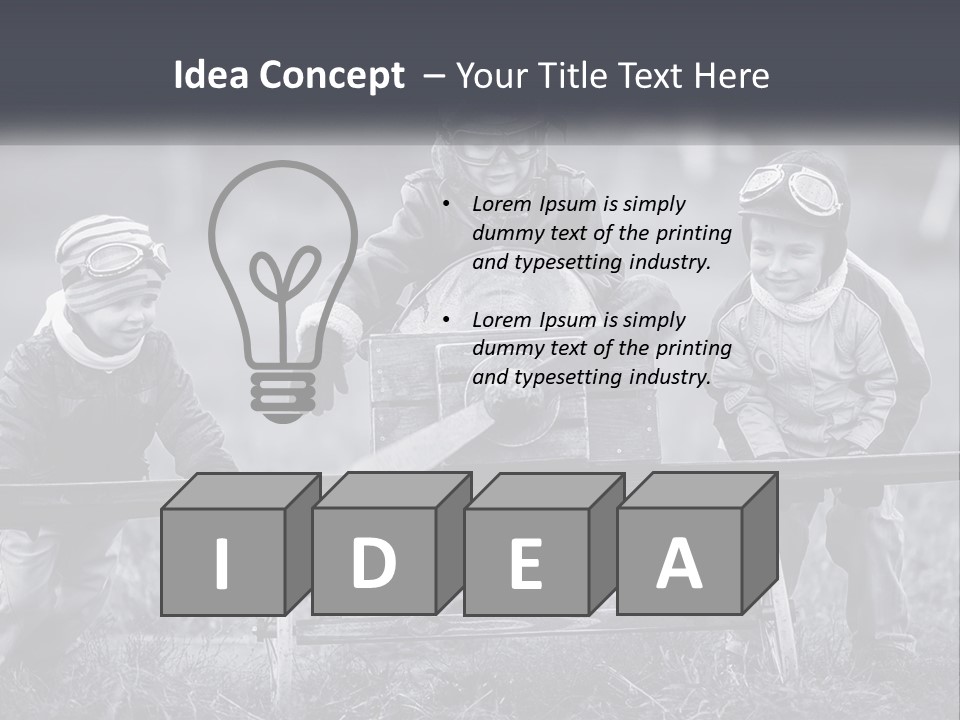 A Group Of Children Sitting On Top Of A Wooden Bench PowerPoint Template