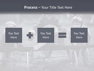 A Group Of Children Sitting On Top Of A Wooden Bench PowerPoint Template