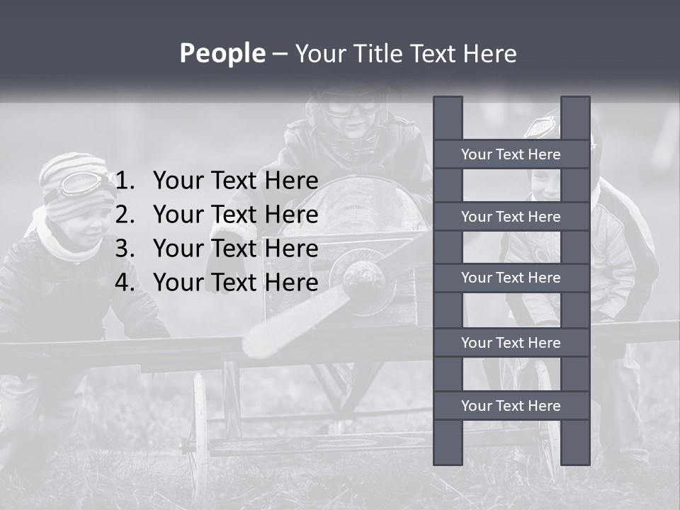 A Group Of Children Sitting On Top Of A Wooden Bench PowerPoint Template