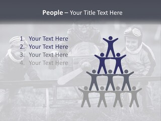 A Group Of Children Sitting On Top Of A Wooden Bench PowerPoint Template