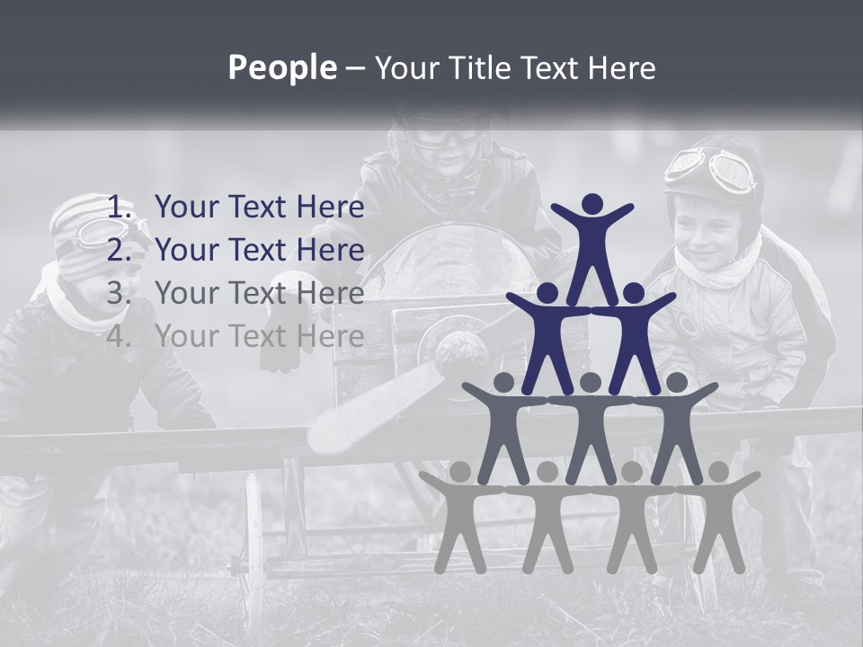 A Group Of Children Sitting On Top Of A Wooden Bench PowerPoint Template