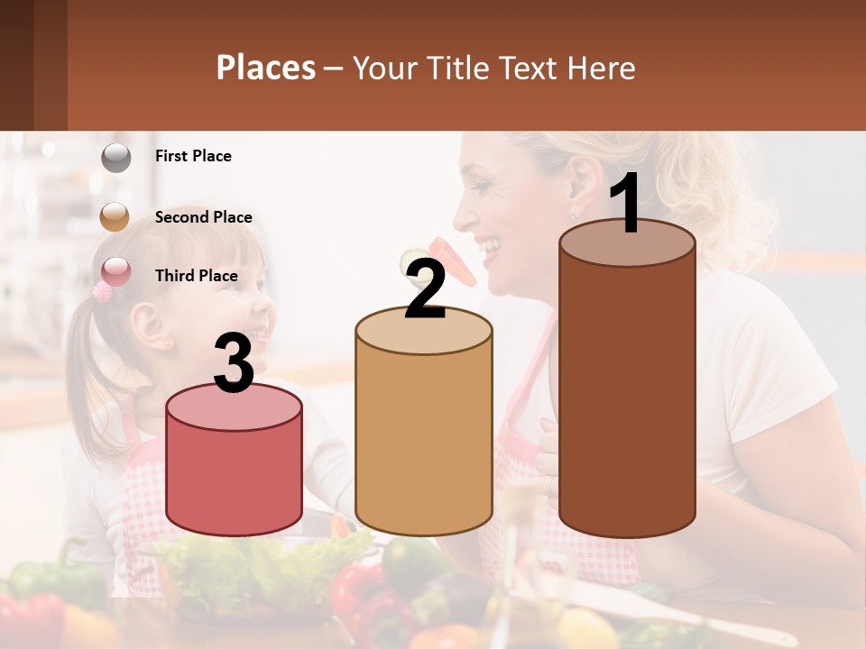 A Woman And A Little Girl Eating Vegetables PowerPoint Template