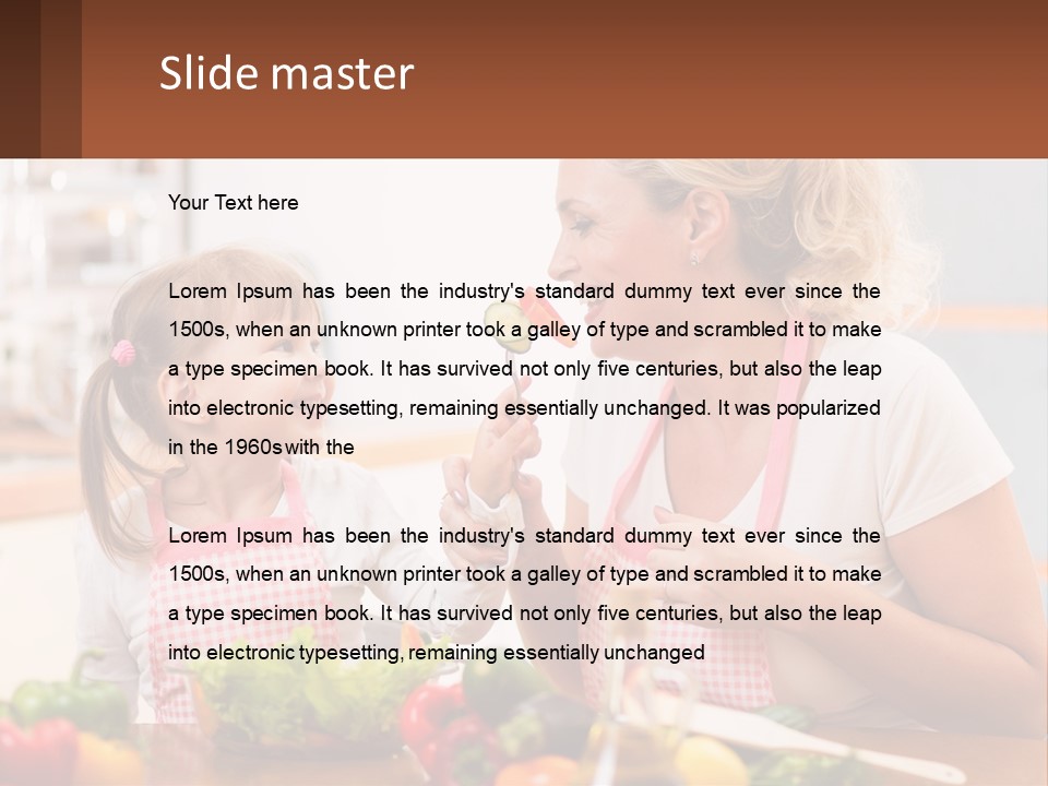 A Woman And A Little Girl Eating Vegetables PowerPoint Template