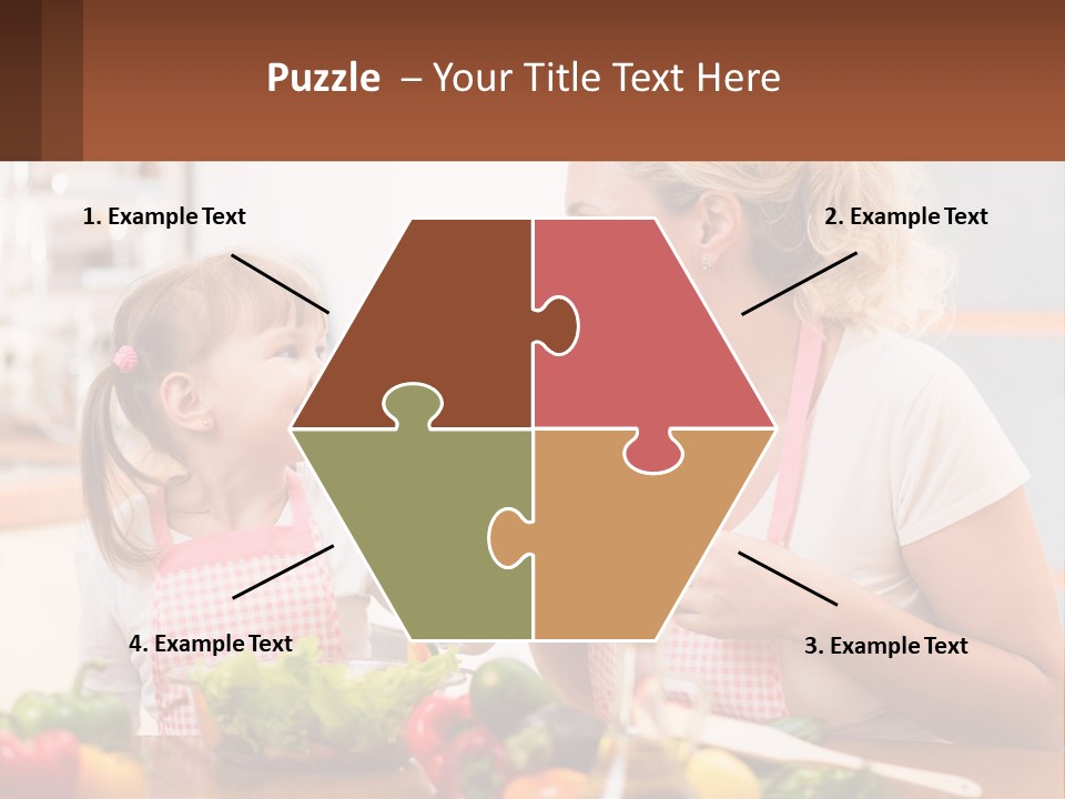 A Woman And A Little Girl Eating Vegetables PowerPoint Template