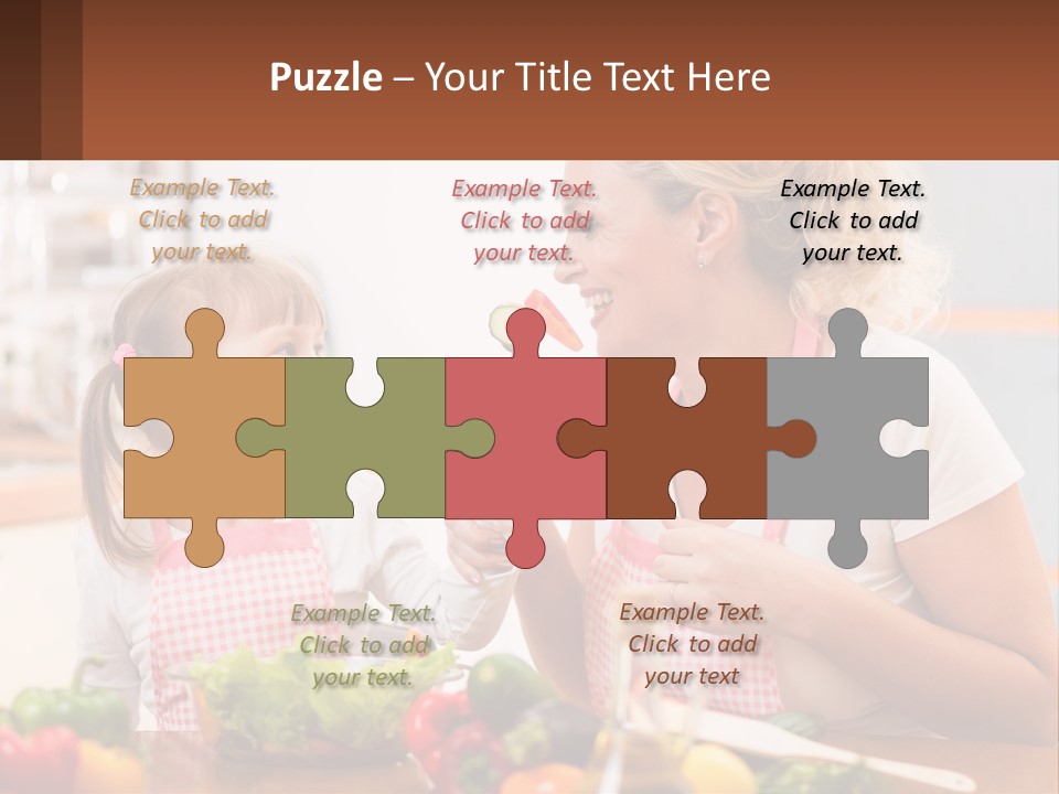 A Woman And A Little Girl Eating Vegetables PowerPoint Template