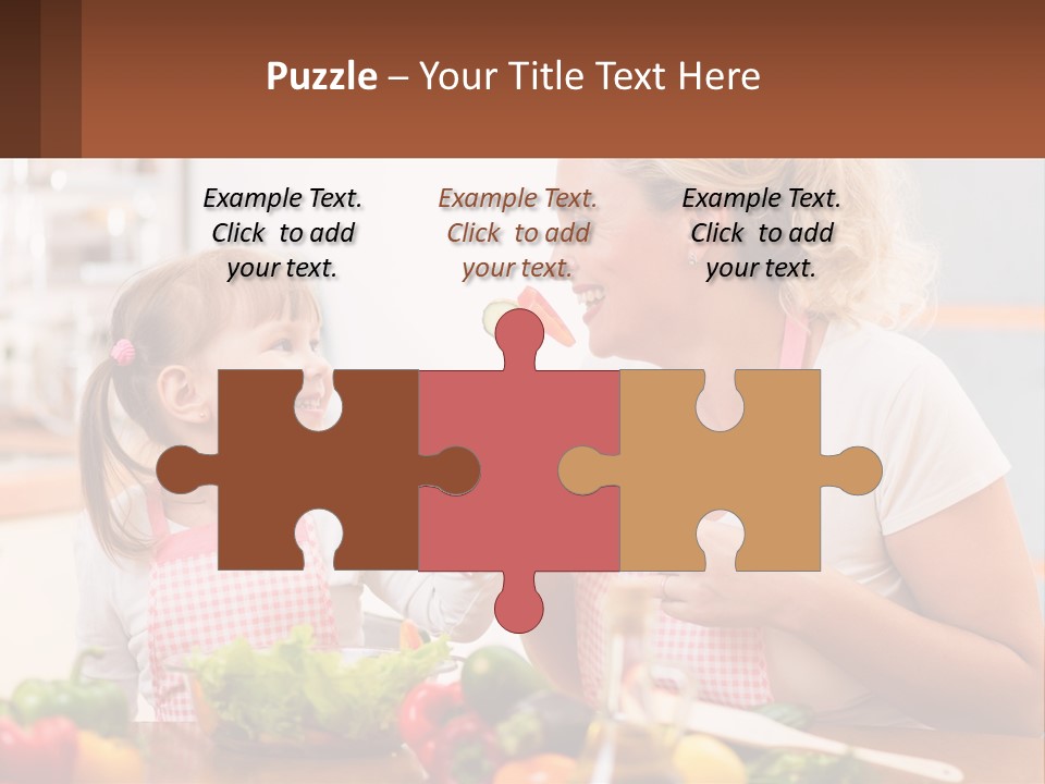 A Woman And A Little Girl Eating Vegetables PowerPoint Template