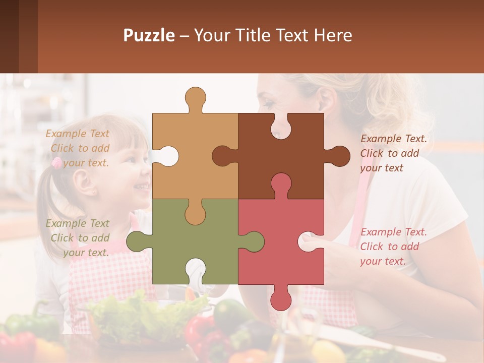 A Woman And A Little Girl Eating Vegetables PowerPoint Template