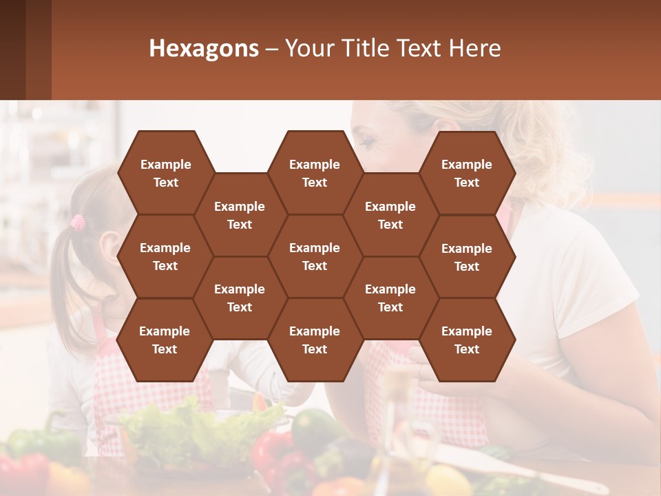 A Woman And A Little Girl Eating Vegetables PowerPoint Template