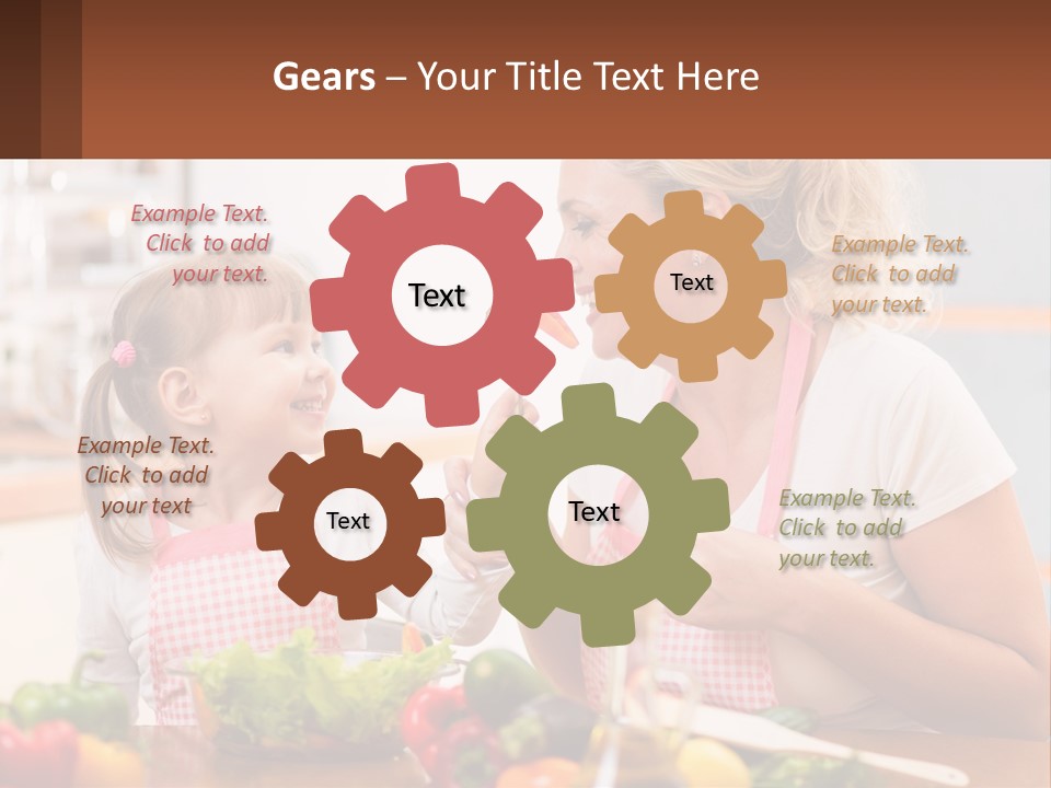 A Woman And A Little Girl Eating Vegetables PowerPoint Template