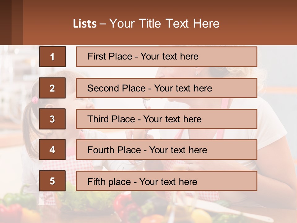 A Woman And A Little Girl Eating Vegetables PowerPoint Template