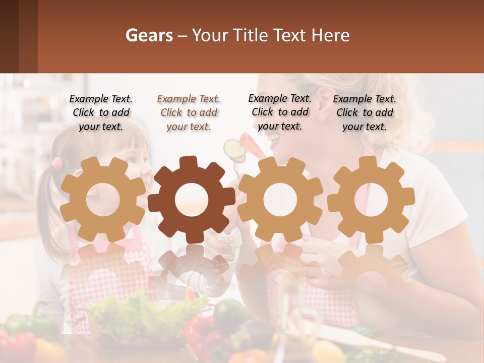 A Woman And A Little Girl Eating Vegetables PowerPoint Template