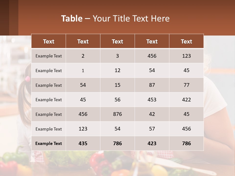 A Woman And A Little Girl Eating Vegetables PowerPoint Template