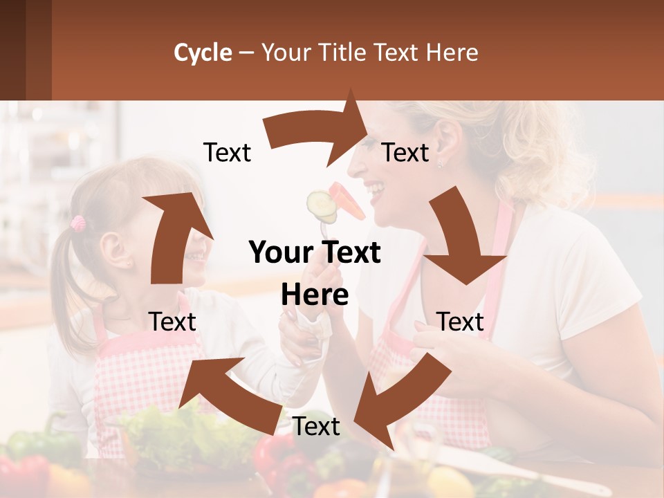 A Woman And A Little Girl Eating Vegetables PowerPoint Template