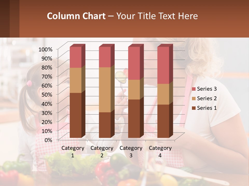 A Woman And A Little Girl Eating Vegetables PowerPoint Template