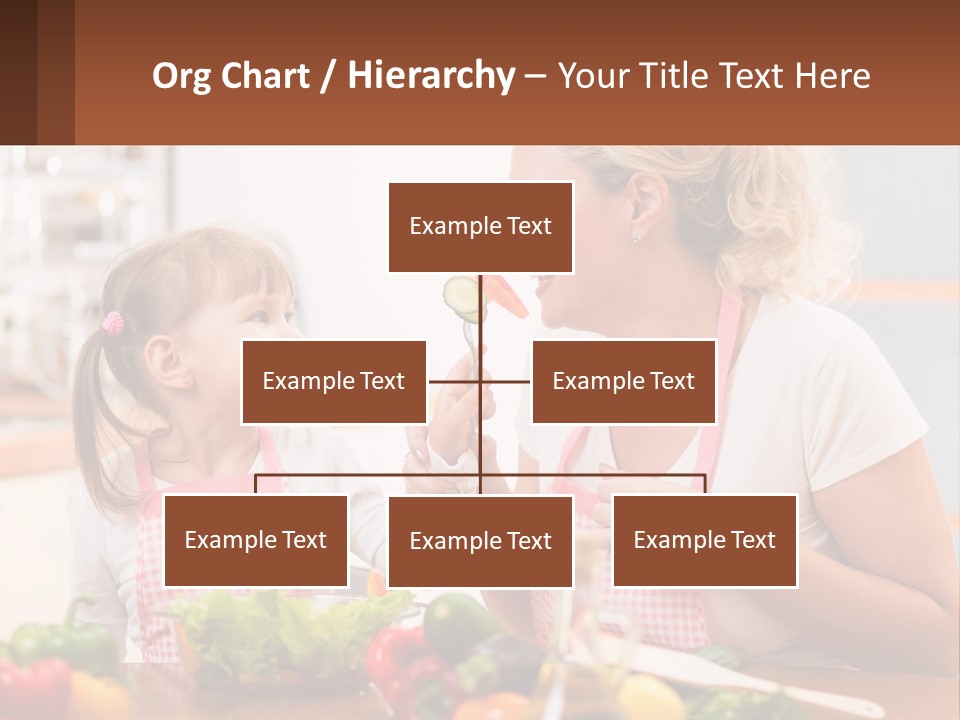 A Woman And A Little Girl Eating Vegetables PowerPoint Template