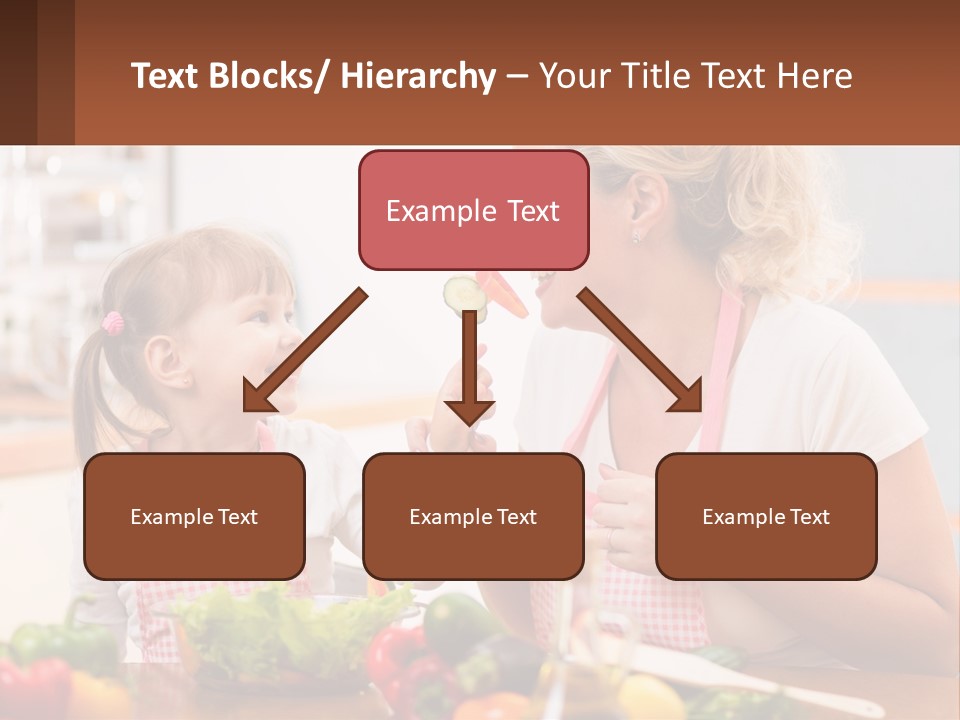 A Woman And A Little Girl Eating Vegetables PowerPoint Template