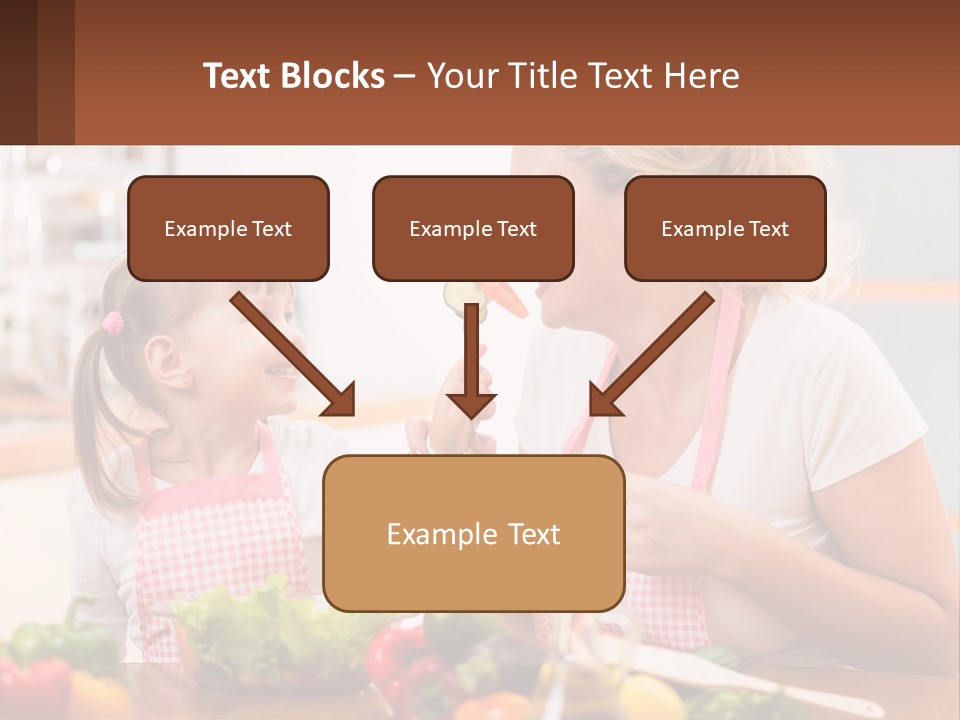 A Woman And A Little Girl Eating Vegetables PowerPoint Template