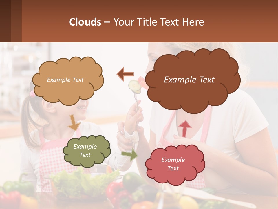 A Woman And A Little Girl Eating Vegetables PowerPoint Template