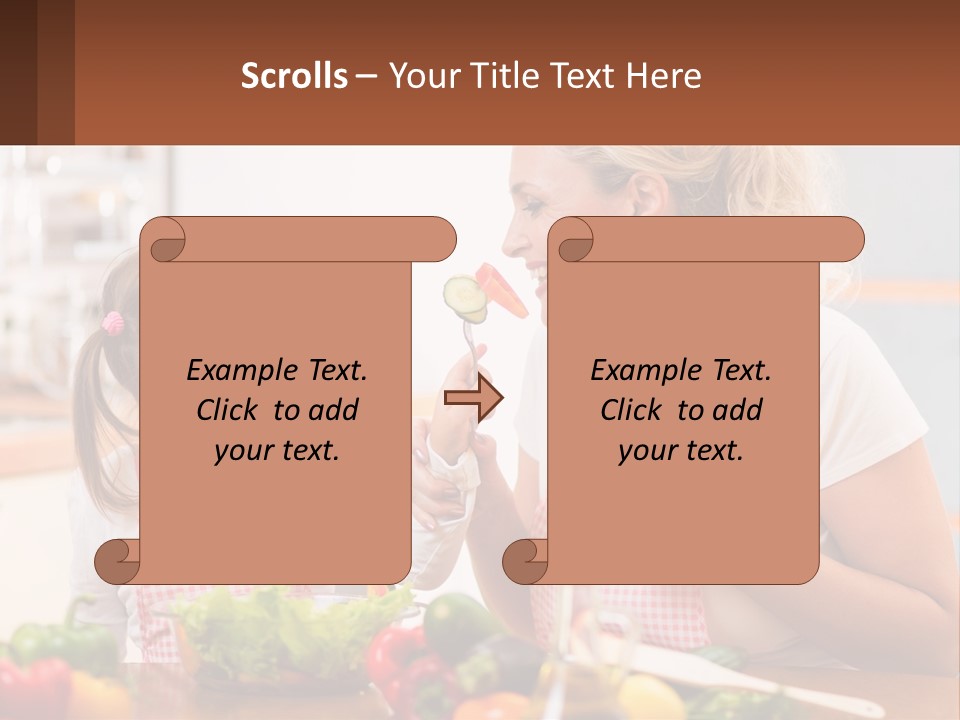 A Woman And A Little Girl Eating Vegetables PowerPoint Template