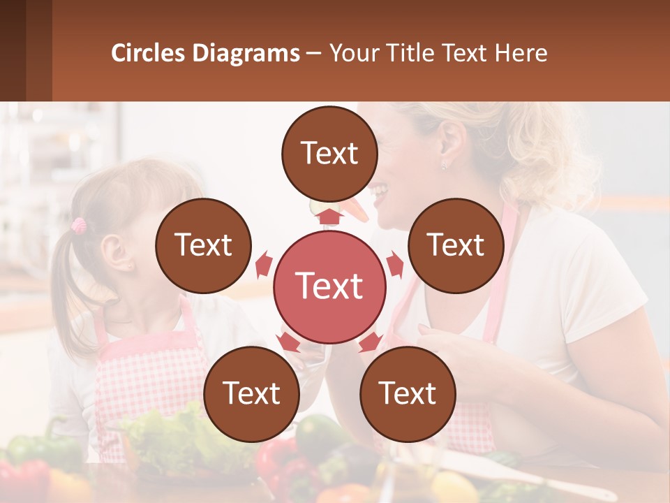 A Woman And A Little Girl Eating Vegetables PowerPoint Template