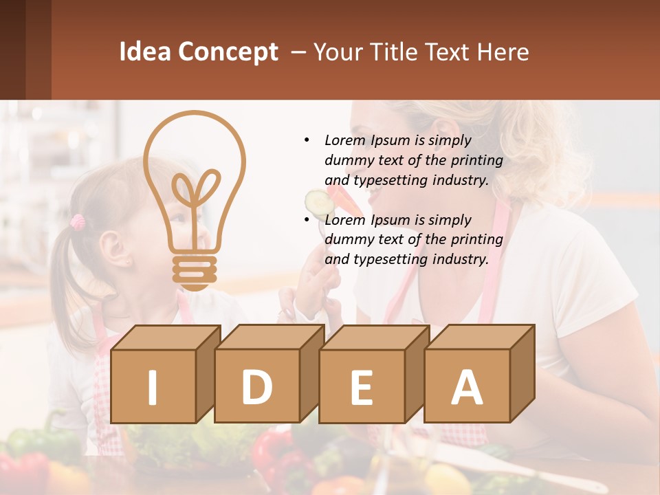 A Woman And A Little Girl Eating Vegetables PowerPoint Template