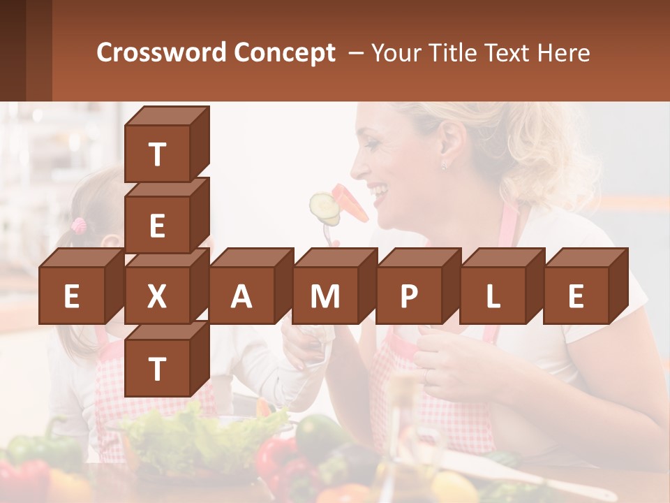 A Woman And A Little Girl Eating Vegetables PowerPoint Template